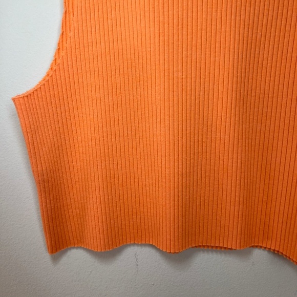 Aerie Women's Ribbed Raw Edge Cropped Tank Top Orange Crew Sleeveless Shirt   XL - Picture 7 of 7